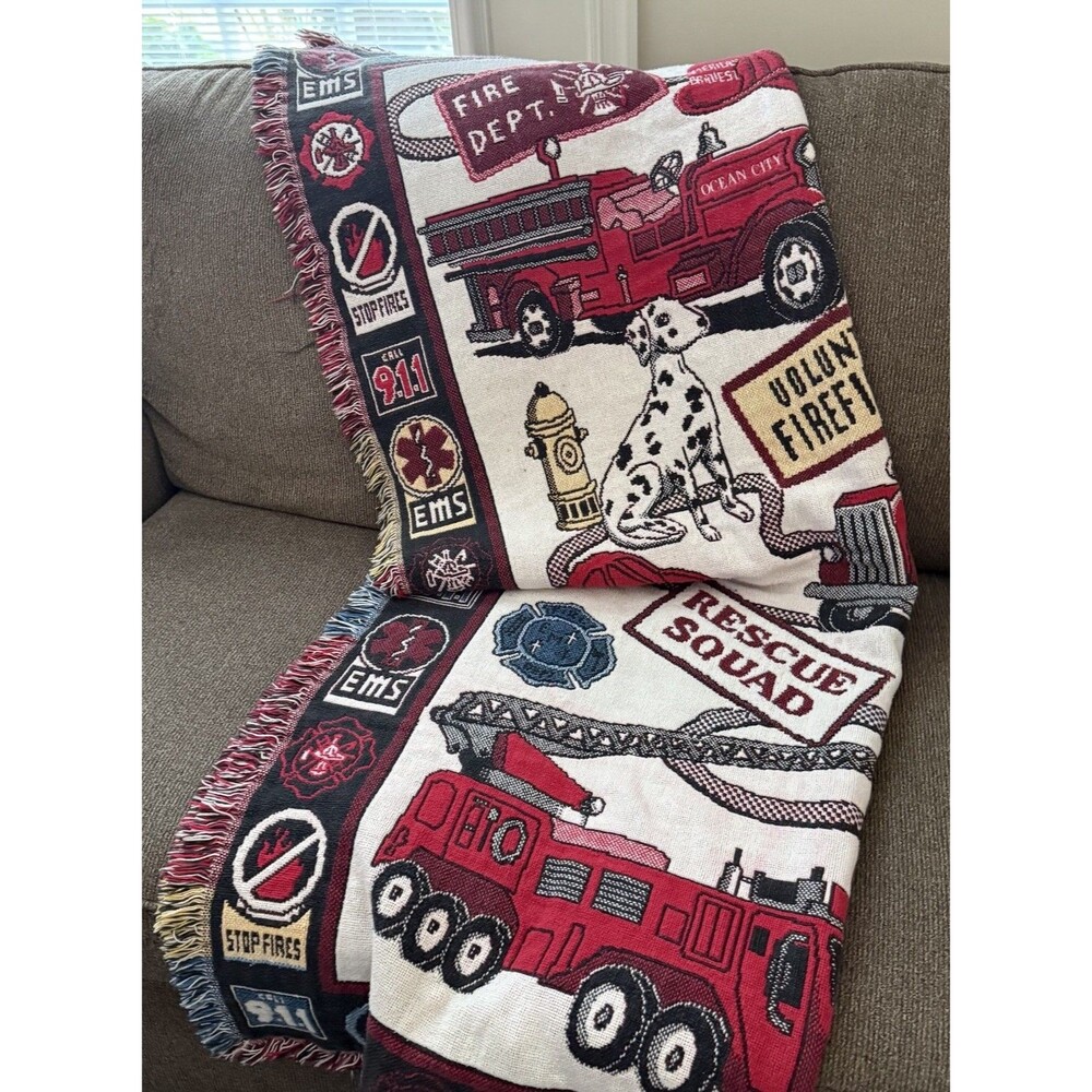 Firefighter Throw Blanket 48" x 68" Rescue Squad First Responder Goodwin Weavers - Picture 5 of 5